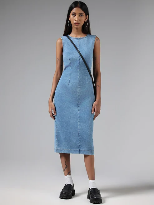 Denim Midi Dress Sleeveless